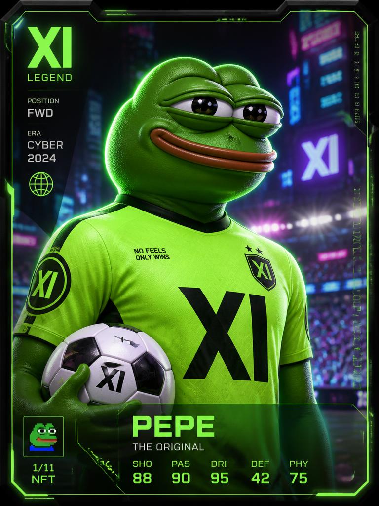 Pepe XI Legend trading card 1 of 11 NFT